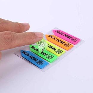 greencom Sticky Notes Sign Here , Mini Text Highlighter Strips Neon Index Tabs Arrow Flag 100 Sheets 5 Colors Sign Here sticky note, 5 Colors