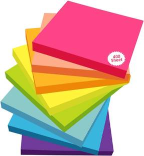 Sharvil 400 Colorful Sticky Note Sheets Stationary Ofc Memo Pad and Time Post Note Paper 80 Sheets Regular, 8 Colors