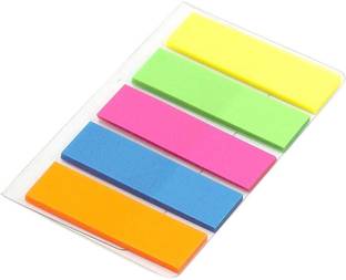 DEZIINE Mini Text Highlighter Strips Neon Colored Index Tabs Flags Fluorescent Sticky Note for Marking for Page Marker 100 Sheets Regular, 5 Colors