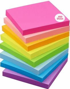 KIDLAND Fluorescent Paper Self Adhesive Sticky 80 sheets per color 400 Sheets Regular, 5 Colors