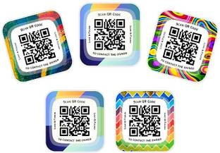 DoorVi Lost & Found Labels for Luggage Personal Items Toys|Video Call|Wireless Both Way 5 Sheets Regular, 5 Colors
