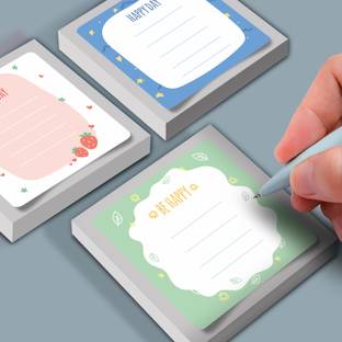 Niki Enterprises Cute Memo Pad 07 ( Set of 3 Pads ) 100 Sheets Regular, 3 Colors