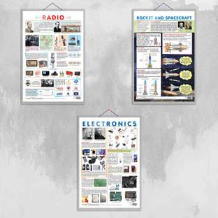 ELECTRONIC, RADIO and ROCKET AND SPACECRAFT Chart | Combo of 3 Charts | "Electronics and Radio Waves in Space Paper Print