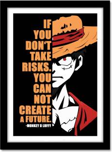 Monkey D. Luffy One Piece Anime Poster Fan Art Frame For Room & Office Multicolor Paper Print
