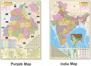 (Pack of 2 Map) PUNJAB MAP and INDIA MAP. Both Map Size : 100x70 Centimeter (40"x28" inch). With Important Fact and Figure. Ideal Map For Aspirant of UPSC , PCS , SSC , RAILWAY Exam and Other Competitive Exam. Updated Map. Paper Print