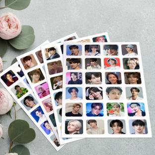 Seventeen Small Round Corner Stickers Sheets (Set of 4) All Members Included Photographic Paper