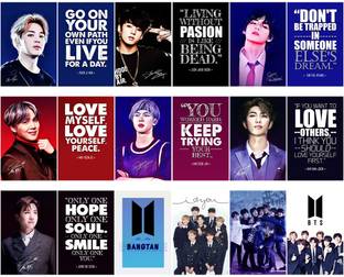 BTS, Bangtan Boys (Music Band) Motivational and Inspirational Quotes Postcard, Pack of 18, 4X6 inch, Each Postcard, Paper Print