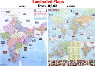 India Political Map & World Political Map Combo ( Pack of 2 ) Photographic Paper