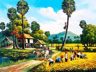 Self Adhesive UV Coated High Resolution Vinyl Print- Village View Poster – P542 Fine Art Print