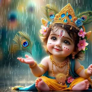 Jyestha krishna deepart 1209 Multicolour, Matte Vinyl Stickers Printed, 12 x 18 Inch Paper Print