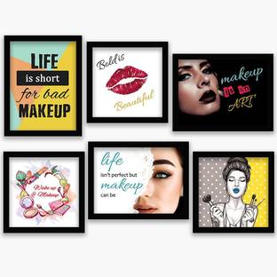 Women Salon Theme Combo - Makeup Art Framed Wall Posters / Paintings with Frame for Parlour and Fashion Store ( 11 inch x 14 inch, Framed ) Set of 6 multicolor Paper Print