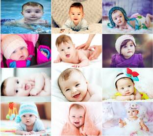 Pack of 12 Cute and Smiling Baby Fine Art Print