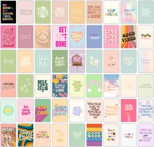 Pack of 54 Danish Pastel Aesthetic Wall Collage kit Posters | Posters for Wall Decoration | Wall Art For Bedroom, Office, Living room, Dorm room Photographic Paper