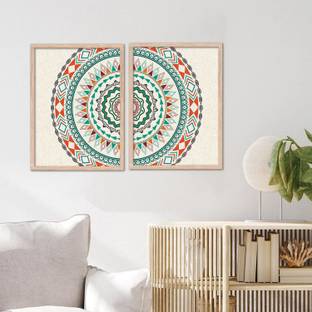 Mandala Wall Art / Aesthetic Wall Artwork Paintings with Frame for Decorative Wall /Modern Art Wall Decor Paintings for Living Room Bedroom (Size: 13 x 17 Inch, Framed, Multi) Set of 2 Paper Print