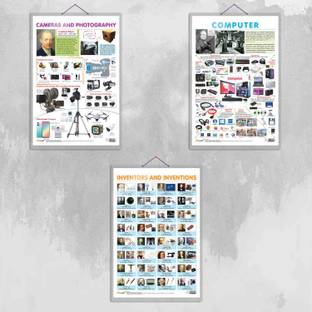 INVENTORS AND INVENTIONS, COMPUTER and CAMERAS AND PHOTOGRAPHY Chart | Combo of 3 Charts | Tech Evolution Triad: Inventors, Computers, Cameras Paper Print