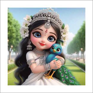 Good Think 41 cm StickerPark Baby Radha With Peacock God Wall Poster For Living Room Glow in the Dark Sticker