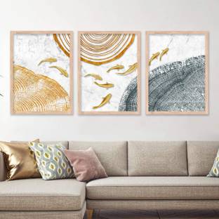 Modern Wall Art and Framed Golden Fish Poster for Wall Decoration - Wall Paintings for Living Room, Bedroom and Home Decor Paper Print