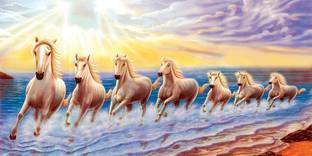 lucky seven horses running at sunrise ll 7 horse vastu poster in canvas print poster Fine Art Print