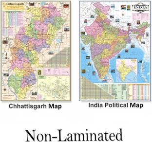 INDIA MAP AND CHHATTISGARH MAP, Both Map Size : 100x70 cm (40"x28" inch) Bottom of Map Mention FACT & FIGURES Such Rivers, Peaks, State's Capital, Area, Populations, Density, Literacy Etc. Updated : Oct 2020 Paper Print