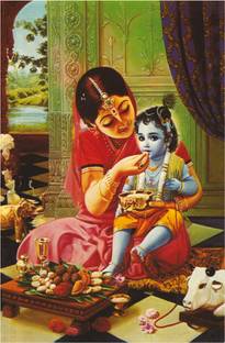 Bal Krishna with Maiya Yashoda Wall Poster For Room Paper Print