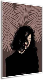 Minimal Digital Art Print Poster for Living Room and Office - Girl with Locks -Photographic Paper (12inchx18 inch, Unframed) Photographic Paper