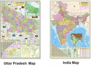 (Pack of 2 Map) UTTAR PRADESH POLITICAL STATE MAP and INDIA POLITICAL MAP. Both Map Size : 100x70 Centimeter (40"x28" inch). With Important Fact and Figure. Ideal Map For Aspirant of UPSC , PCS , SSC , RAILWAY Exam and Other Competitive Exam Paper Print