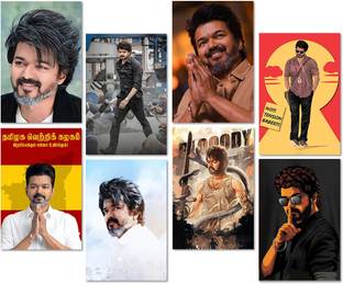 Vijay Thalapathy Posters (Pack Of 8) | Actor Vijay Poster | Vijay Leo Poster | Vijay Wall Sticker | Master Vijay Poster | Actor Vijay Stickers | Vijay Posters for Wall, Room Decor Paper Print