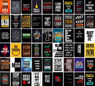 Motivational Poster Pack Of 54 - 6x4 Inch Wall Posters Aesthetic Postcards - Inspirational Motivational Quotes Posters Wall Stickers For Study Room - Office Wall Stickers - Motivational Gifts Photographic Paper