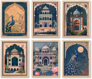Pichwai Painting for wall Decoration |Traditional Indian Art Wall Décor Paintings | Traditional Indian Art Pichwai Wall Décor Paintings |Traditional Wall Poster -(set of 6) Paper Print