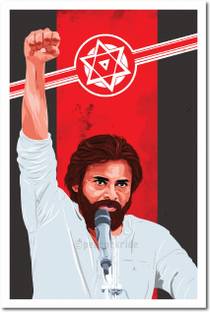 The Leader-Pawan Kalayan I Jana Sena Party I JSP I Wall Poster A3 Fine Art Print