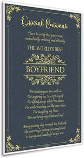 Poster- Best Boyfriend Certificate Digital Art Print Poster for Home Room -Photographic Paper (12inchx18 inch, Unframed) Photographic Paper