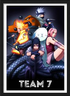 Naruto Team 7| Legendary sannin | Infinite Tsukuyomi | Naruto Framed Poster with Matt Finish Black Frame Paper Print