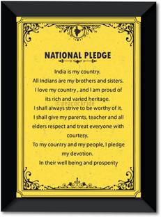 National Pledge of India Wall Frame A4 Fine Art Print