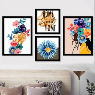 Nature Inspired Flower Posters for Room Bedroom Living Room Wall Decor - Floral Women Posters for Wall with Frame Paper Print
