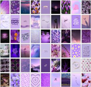 Pack of 54 Purple Aesthetic Wall Collage kit Posters | Posters for Wall Decoration | Wall Art For Bedroom, Office, Living room, Dorm room Photographic Paper