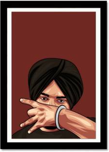 Sidhu Moosewala Framed Poster For Room & Office (10 Inch X 13 Inch, Framed) Photographic Paper