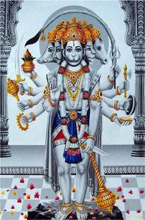 Panchmukhi Hanuman Ji Poster For Room Paper Print