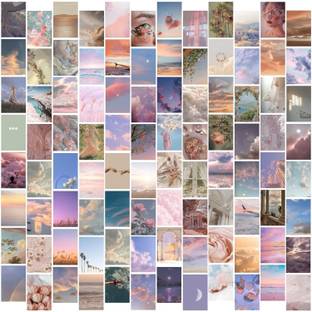 Aesthetic Wall Poster Collage Kit - Set Of 100 - Home, Living Room, Bedroom, Dorm, Hostel Decor - Dreamy Hues Wall art tissue paper Fine Art Print