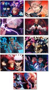 JUJUTSU KAISEN POSTERS PACK OF 9 (10.5 x 14.8 cm) 300 GSM | JUJUTSU KAISEN WALL DECOR | Anime Wall Poster | A6 Size Poster | Anime Poster | Gojo Satoru | Yuji Itadori | Ryomen Sukuna Photographic Paper