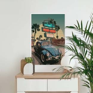 Cool Stylish Vintage Ambassador Car Poster for Living Room and Office Art Print -Photographic Paper (12inchx18 inch, Unframed) Photographic Paper