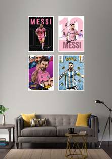 Pack of 4 Lionel Messi A3 Poster for Room & Hostel - Paper Print