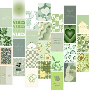 Green Aesthetic Wall Collage Kit - 27 Vintage Pictures for Teens Bedroom Decor, Cute Room Posters, College Dorm Room, Cottagecore Decor Fine Art Print