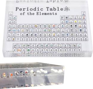 Large Real Periodic Table of Elements Chart - 83 Real Elements Inside Acrylic , 21CM x 14CM, 3D Glass Poster - Perfect Educational Gift for Science and Chemistry Enthusiasts 3D Poster