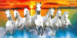 lucky seven horses running at sunrise ll 7 horse vastu poster in canvas print poster Fine Art Print