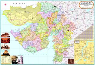 Gujarat Map : Political Photographic Paper