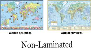 WORLD POLITICAL & PHYSICAL MAP CHART (Pack of 2) Both Map size : 40"x28" inch (100x70 cm). Updated : Jan 2020 Paper Print