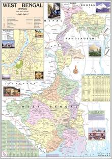 West Bengal Map Size : 100x70 cm (40"x28" inch) With Fact & Figure such Area, Population, Density, Literacy. Paper Print