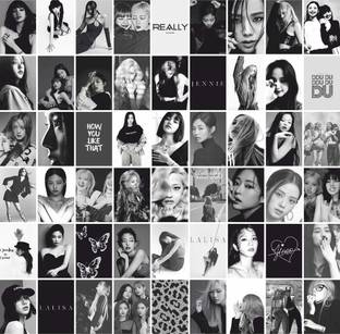 54pcs Black & White BLACKPINK Boho Style Aesthetic Kit Mini Poster for Decor-116 Paper Print