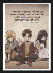 Eren Yeager | Mikasa Ackerman | Armin Arlert | Attack on Titans - Anime Framed Poster Paper Print