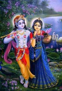 Krishna Radha beautiful picture Wallpaper Poster Print Poster on 13x19 Inches Paper Print